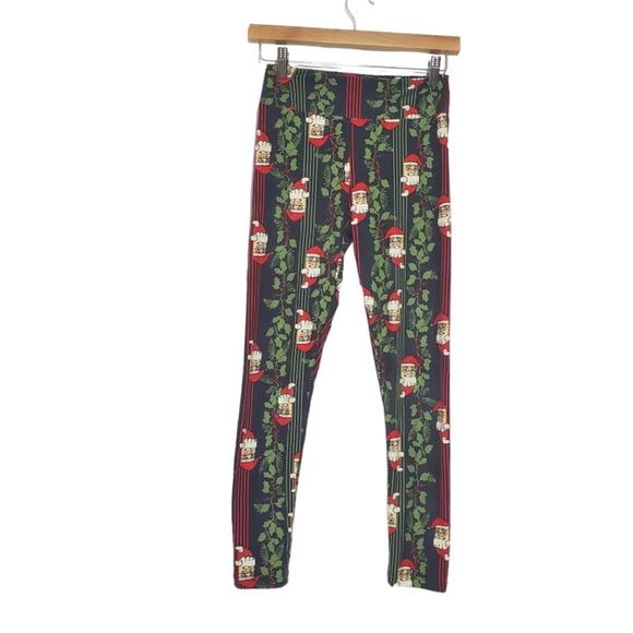 Lularoe | Santa Holly Christmas Holiday Butter Leggings - Picture 1 of 7